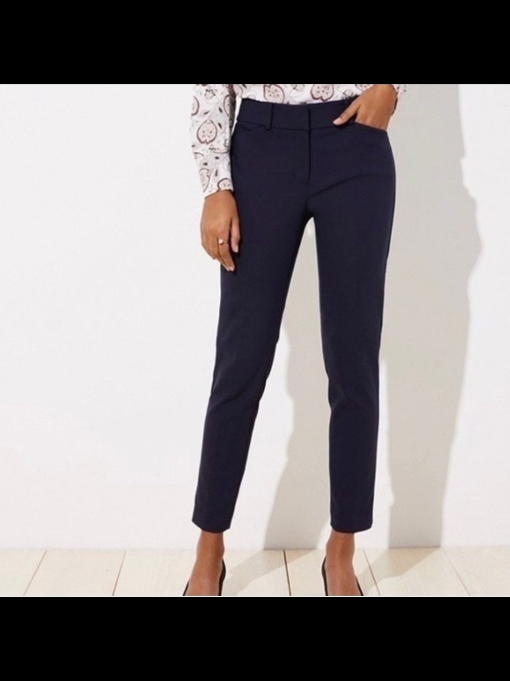Loft Classic Slim Ankle Pants in Navy - Women
